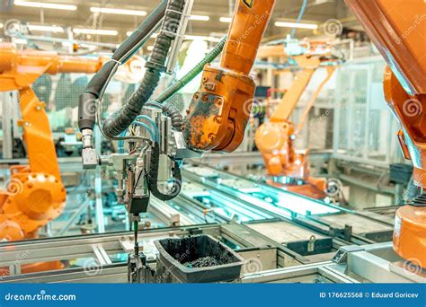 Work of Robot in Factory. According To the Industry 4.0 Program Stock Photo - Image of industry ...