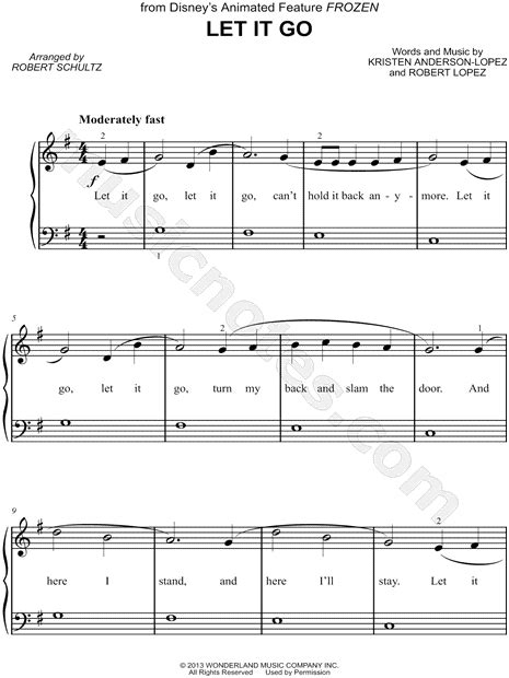 Let It Go Piano Sheet Music Easy Letters