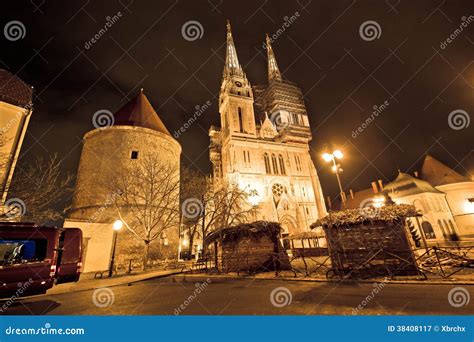 Zagreb Cathedral Night Christmas View Stock Image - Image of architecture, downtown: 38408117