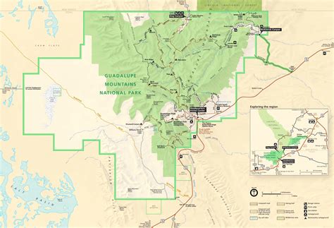 Detailed tourist map of Guadalupe Mountains