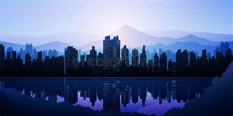 Downtown City Wallpaper in the Morning and Evening Landscape Wallpaper Illustration Vector Style ...