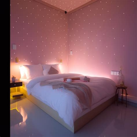 Premium Photo | Interior photo of a bedroom with several pretty white lights