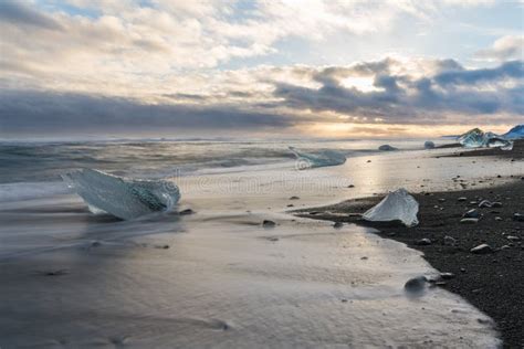 Diamond Beach with Huge Ice Glaciers in Winter in Iceland Stock Photo - Image of glaciers ...