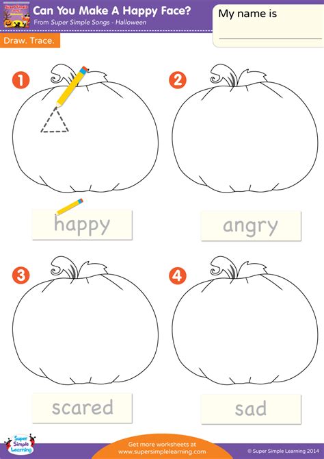 Can You Make A Happy Face? Worksheet - Draw & Trace - Super Simple