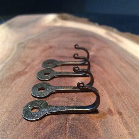 Hand Forged Nail Hooks (4) - Flat Chestnut Finish * Small Hook*Jewelry Hook*Decorative Hook*Key ...