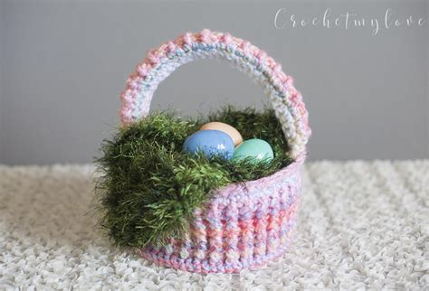 Easter Basket and Grass Crochet Pattern | AllFreeCrochet.com