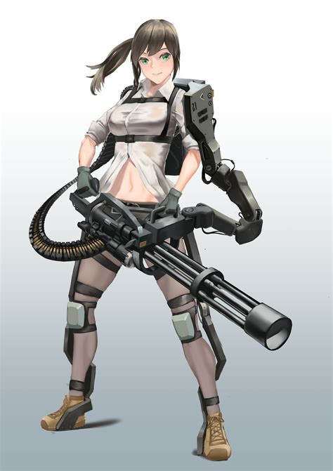 ArtStation - anime style Exoskeleton Minigun girl, kim jisung