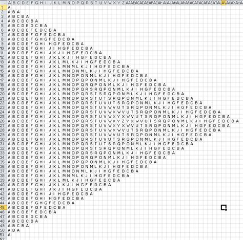 Liked trying to print a Tabula Recta? How about an alphabet triangle ...