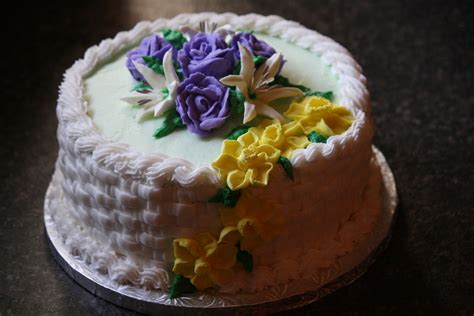 My Final Cake For Wilton Course Twofirst Attempt At Basket Weave Flowers Are Royal Icing ...