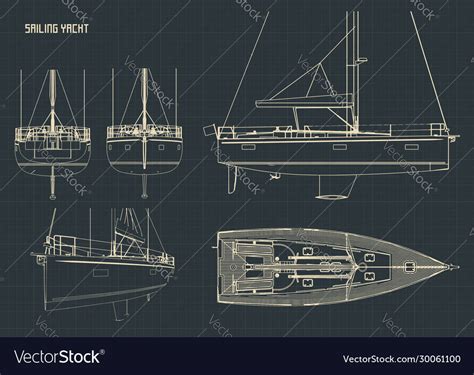 Sailing yacht blueprints Royalty Free Vector Image