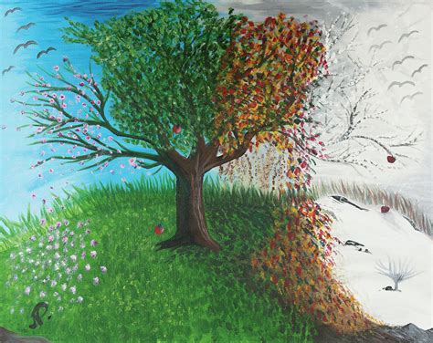 Tree of Four Seasons Painting by Nicole Paquette | Pixels