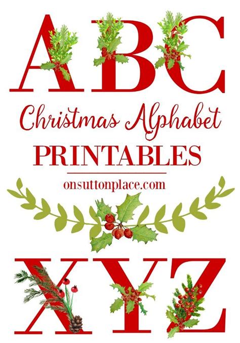 Christmas Alphabet Printables - On Sutton Place | Christmas alphabet ...