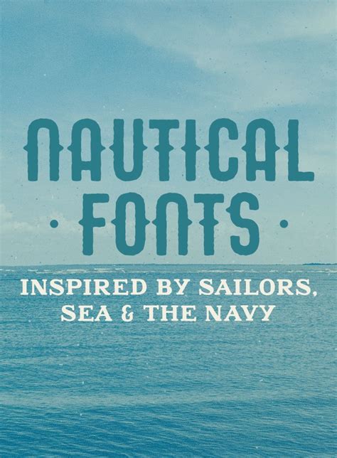 the words nautical font is displayed in front of an image of the ocean ...