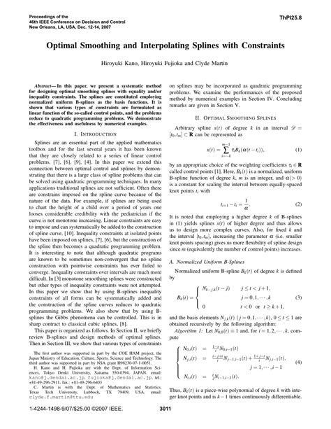 (PDF) Optimal smoothing and interpolating splines with constraints