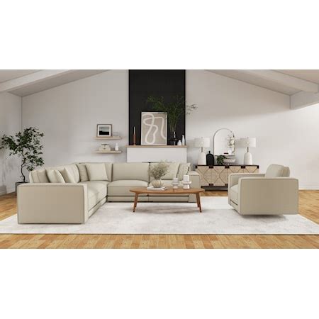 Kuka Home 2801 138382027 5 Piece Sectional with Swivel Accent Chair ...