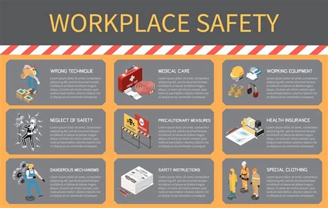 Free Vector | Isometric workplace safety infographics presenting information about accidents ...