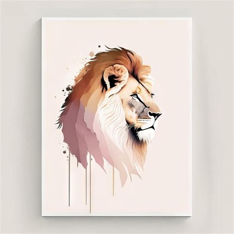 Premium AI Image | Lion in minimalist illustration with soft colors