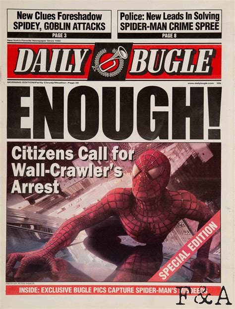 Enough! Daily Bugle Spider-Man News Paper Poster sold by Xavier L. | SKU 312296 | Printerval AU