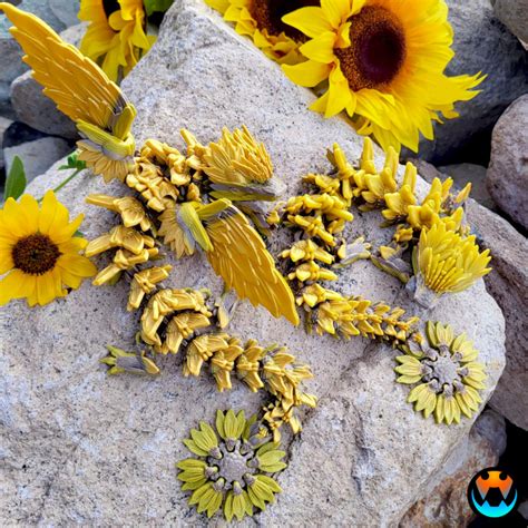 3D Printable Sunflower Dragon by Cinderwing3D