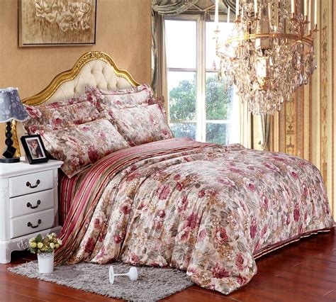 Egyptian cotton floral flower luxury bedding comforter set sets king queen size duvet cover ...