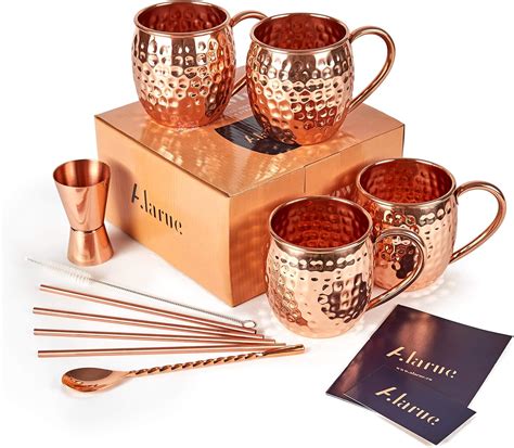 Amazon.com: Moscow Mule Copper Mugs Set - 4 Authentic Handcrafted Mugs ...