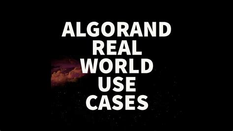 ALGORAND real world use cases - YouTube