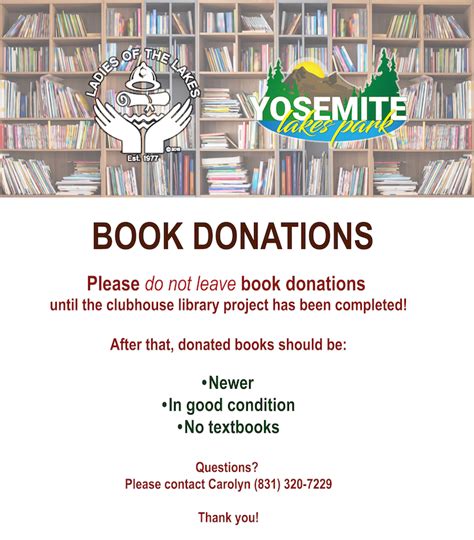 book-donations | Yosemite Lakes Park