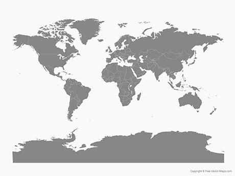 Printable Vector Map of the World with Countries - Single Color | Free ...