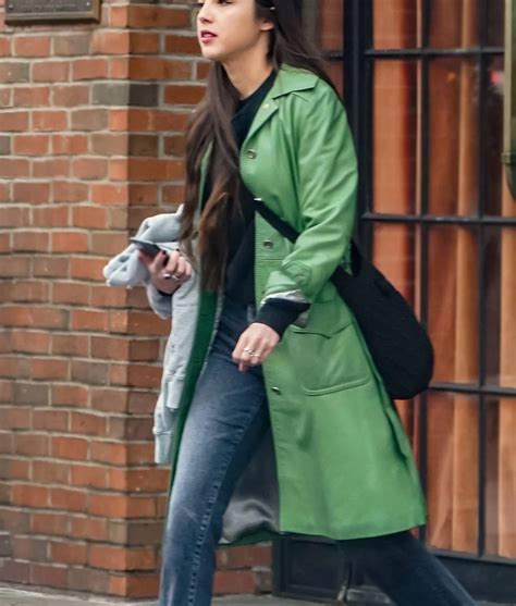 American singer Olivia Rodrigo Green Leather Coat - LeatherStylo