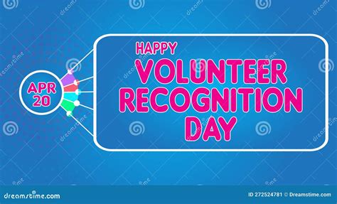 Happy Volunteer Recognition Day, April 20. Calendar of April Retro Text ...