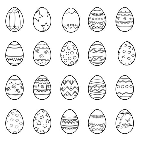 A set of black and white Easter eggs. Coloring book. Happy Easter 7075145 Vector Art at Vecteezy