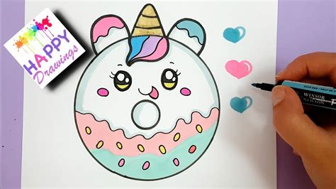 HOW TO DRAW A CUTE UNICORN DONUT - DRAWING + COLORING - YouTube