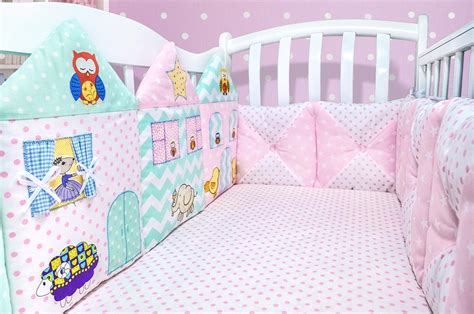 Luxury baby girls crib bedding decor: crib bumper cot