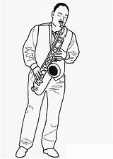 Man playing Saxophone coloring Page  Download Print Or Color Online sketch template