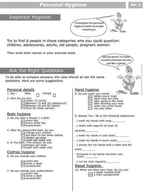 personal hygiene worksheets for kids level 2-5 | Personal Hygiene ...