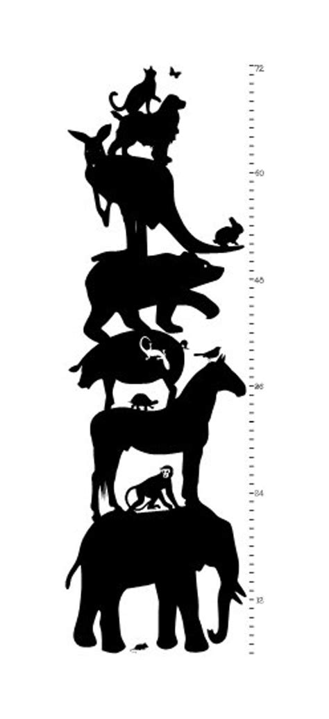 Animal Growth Chart Ruler Wall Vinyl Decal