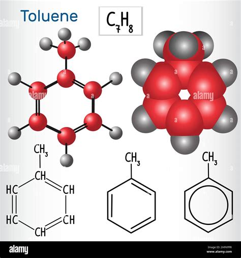 Toluene molecule - structural chemical formula and model. Vector illustration Stock Vector Image ...