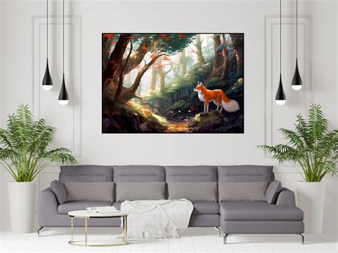 Enchanted Forest Wall Art Fox Print, AI Art Digital Download Poster ...