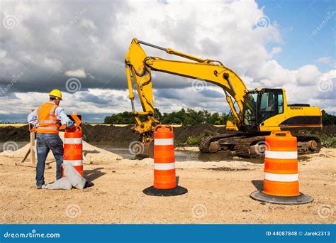 Highway Road Construction Worker Stock Photo - Image: 44087848