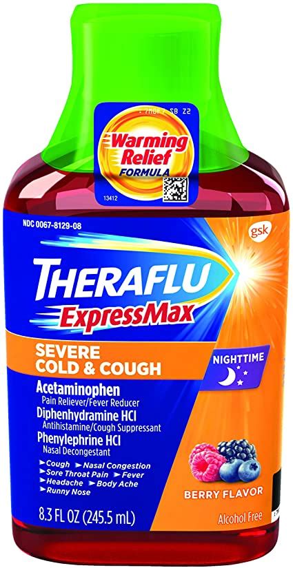 THERA FLU EXPRESSMAX SEVERE COLD & COUGH BERRY 8.3OZ BTL – Midwest Trading