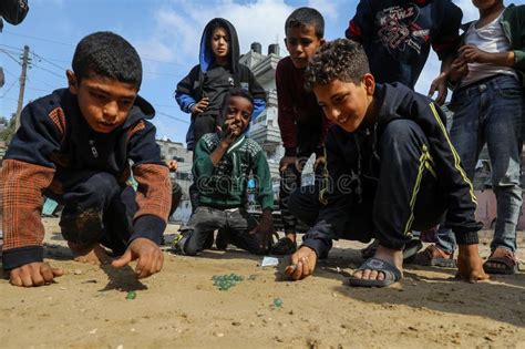 Palestinians in the Streets of Rafah Refugee Camp in the Southern Gaza ...