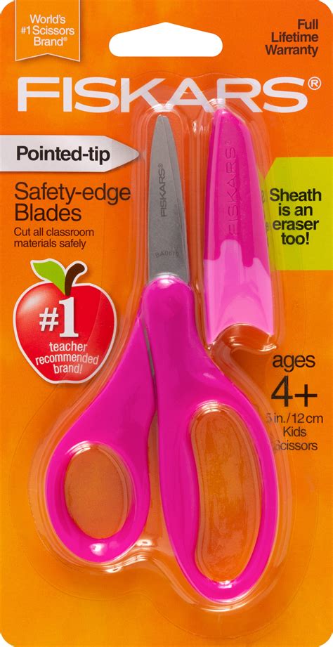 Fiskars Pointed-tip Kids Scissors (5 in.) with Sheath - Pink 194160-1050 - Walmart.com - Walmart.com