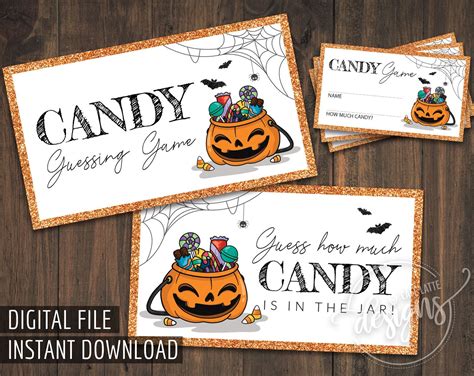 HALLOWEEN Candy Guessing Game, Printable Halloween Games, Party Printables, Guess How Much Candy ...