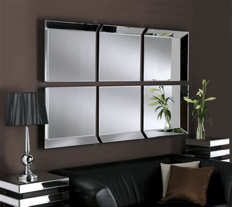 Byblos 6 panel has individual mirrors, a modern art deco style tray effect mirror large mirror ...