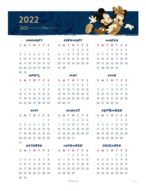 Free Printable Disney Calendar 2022 - Customize and Print