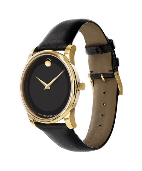 Movado Museum Classic Gold Tone on Black Leather – Halifax Watch Company