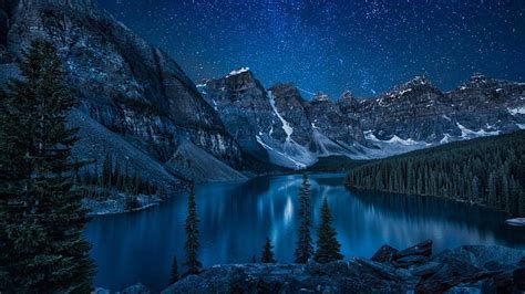 1080P free download | Blue Mountain Lake, time, blue, night, mountain ...