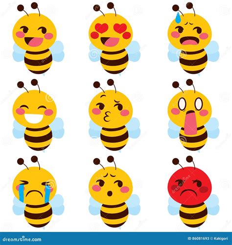 Cute Bee emoji stock vector. Illustration of happy, mood - 86081693