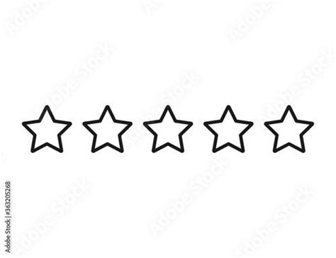 Five stars in black outline design. Success rating set. Quality rank. 5 ...