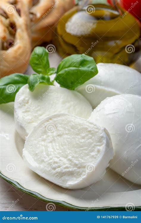 Balls and Pieces of Buffalo Mozzarella, Soft Italian Scheese Made from ...